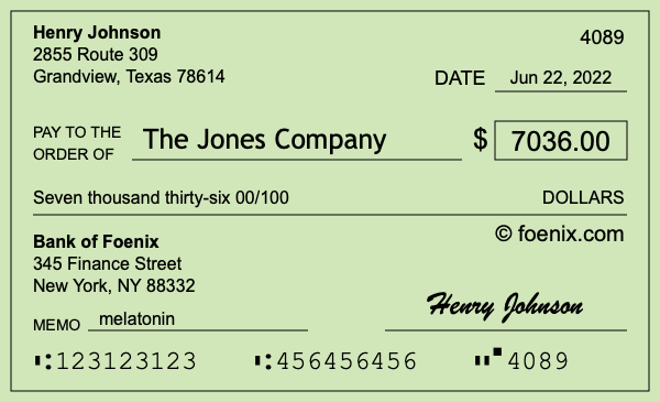 How to write a check for $7,036