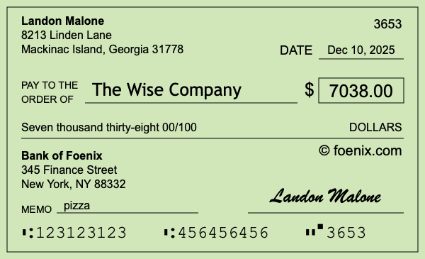 How to write a check for $7,038