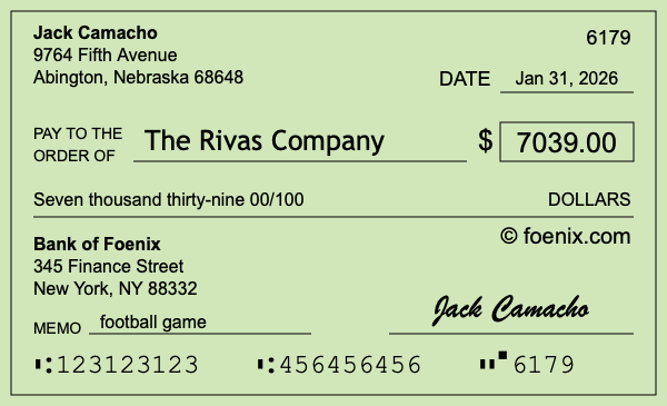 How to write a check for $7,039