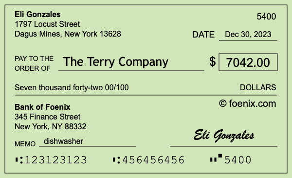 How to write a check for $7,042