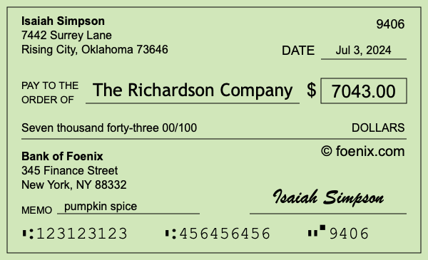 How to write a check for $7,043