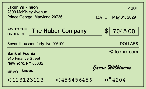 How to write a check for $7,045