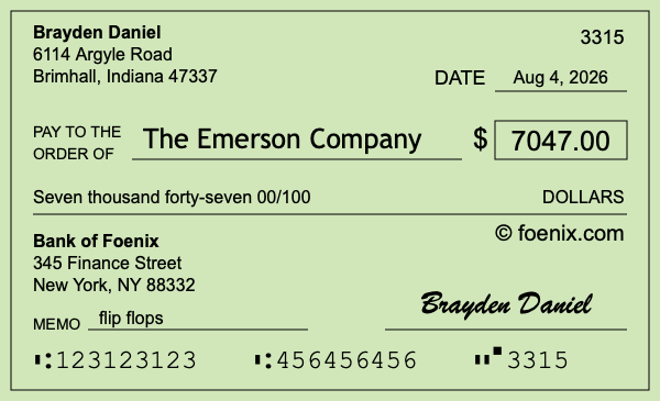How to write a check for $7,047