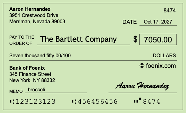 How to write a check for $7,050