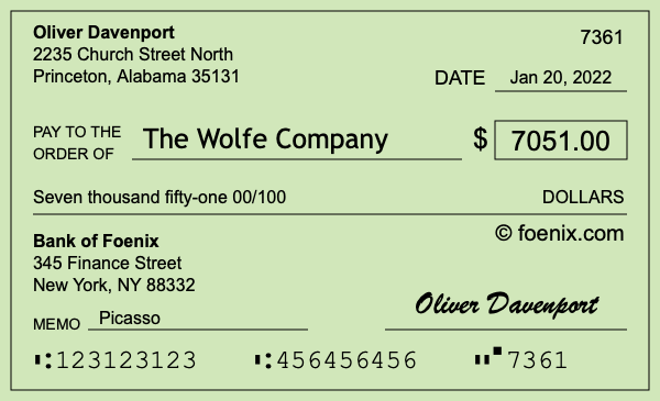 How to write a check for $7,051