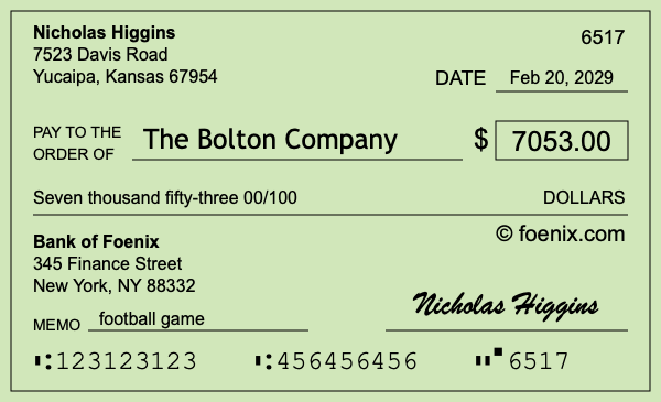 How to write a check for $7,053