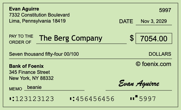 How to write a check for $7,054