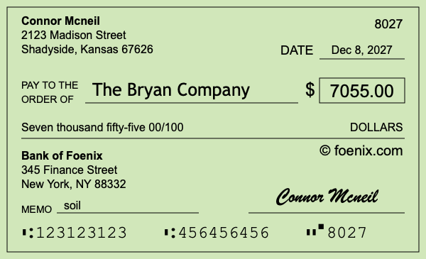 How to write a check for $7,055