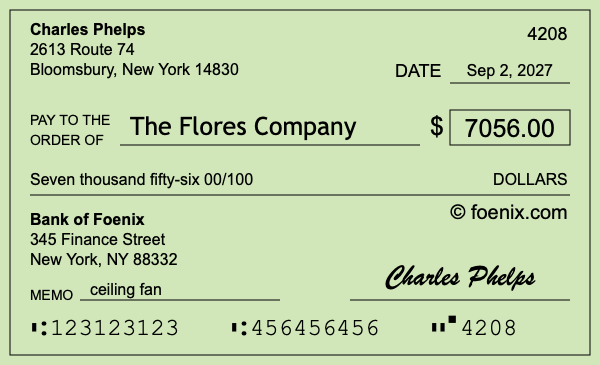 How to write a check for $7,056