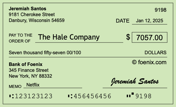 How to write a check for $7,057