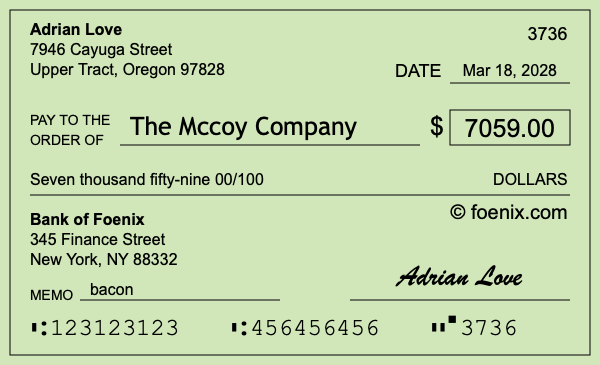How to write a check for $7,059