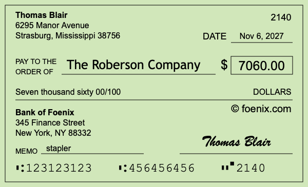 How to write a check for $7,060