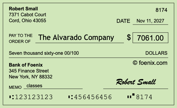 How to write a check for $7,061