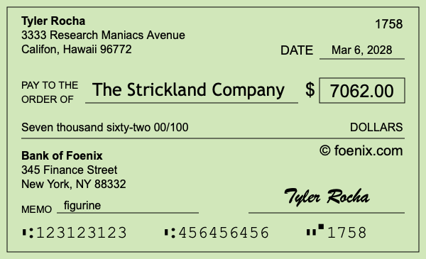 How to write a check for $7,062