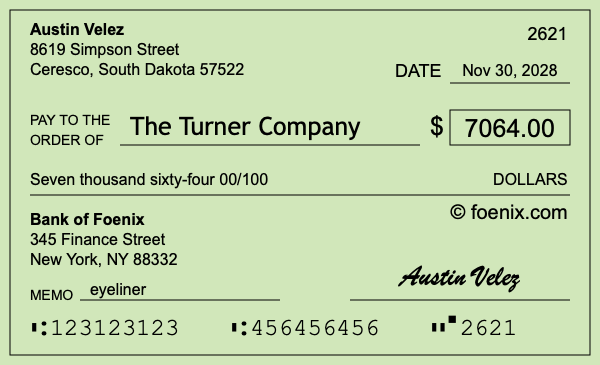 How to write a check for $7,064