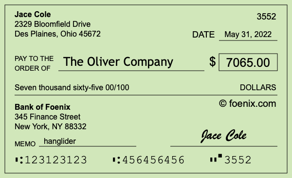 How to write a check for $7,065