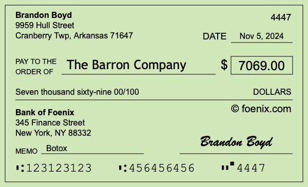 How to write a check for $7,069