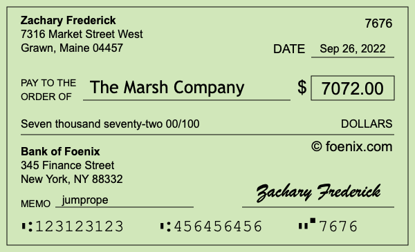 How to write a check for $7,072