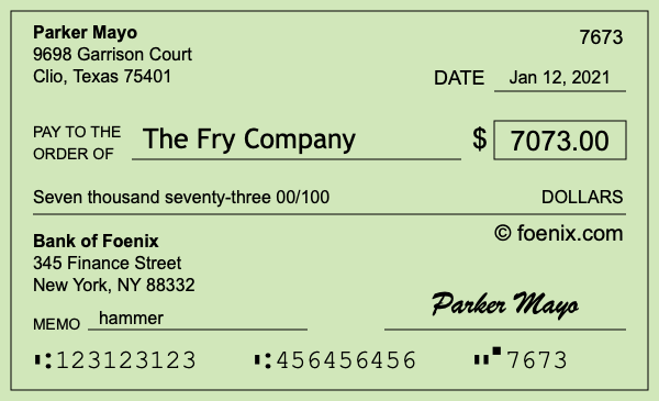 How to write a check for $7,073