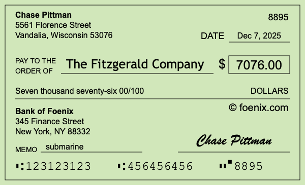 How to write a check for $7,076