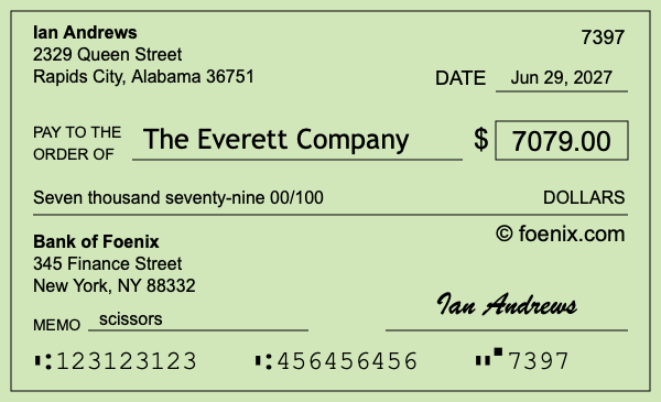 How to write a check for $7,079