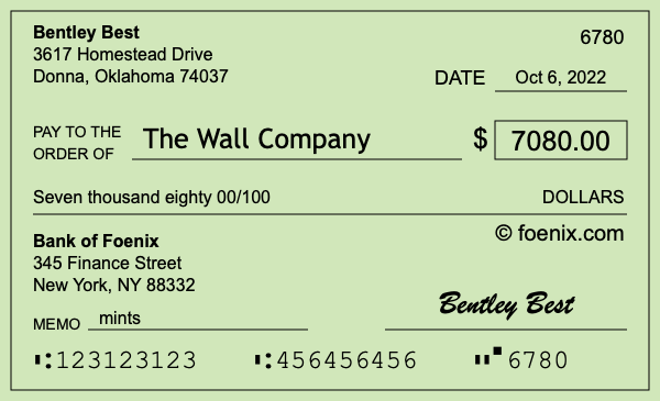 How to write a check for $7,080