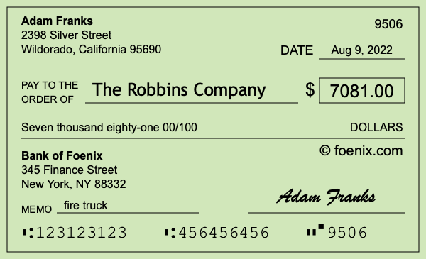 How to write a check for $7,081