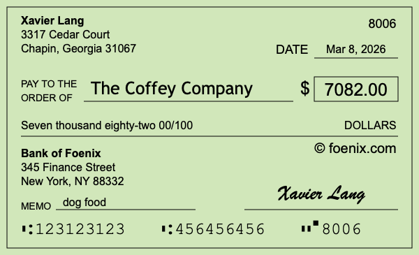 How to write a check for $7,082
