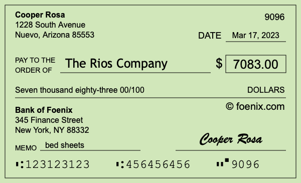 How to write a check for $7,083