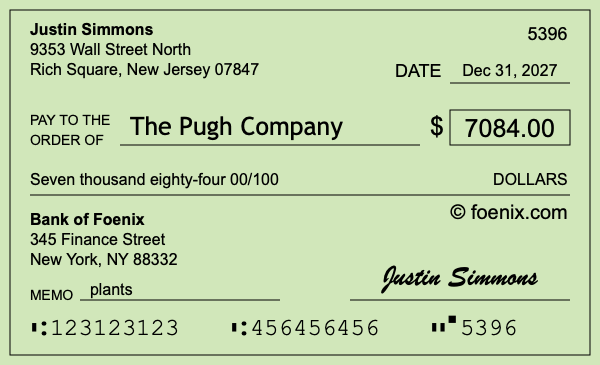 How to write a check for $7,084