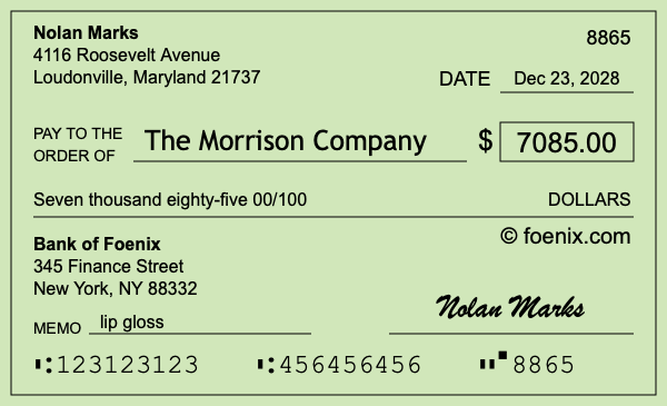 How to write a check for $7,085
