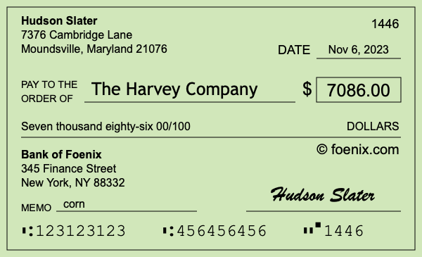 How to write a check for $7,086