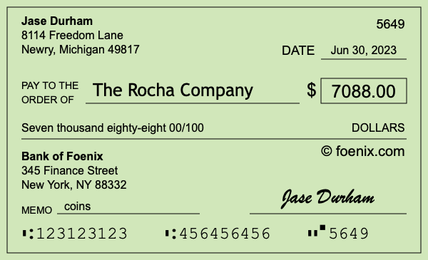 How to write a check for $7,088