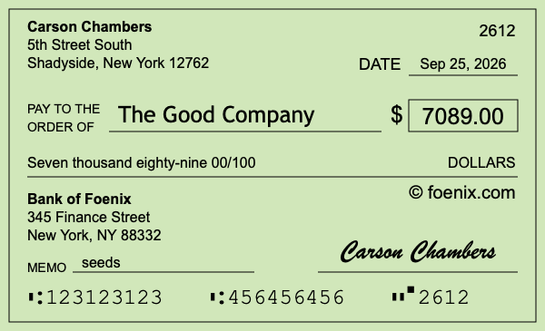 How to write a check for $7,089