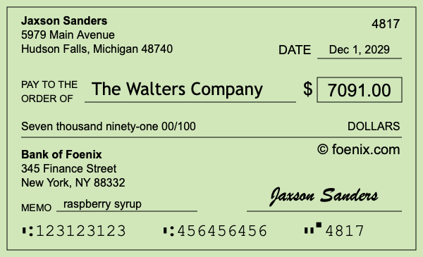 How to write a check for $7,091