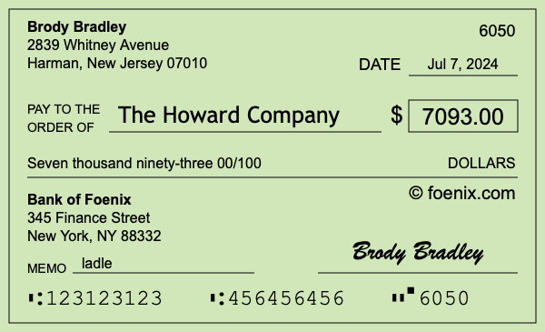 How to write a check for $7,093