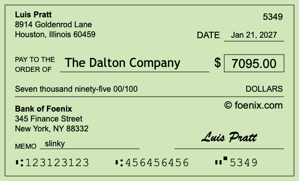 How to write a check for $7,095