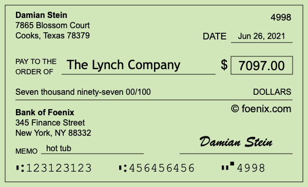 How to write a check for $7,097
