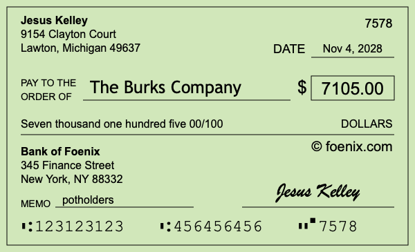 How to write a check for $7,105
