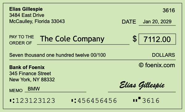 How to write a check for $7,112
