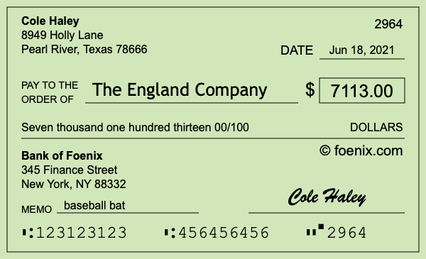 How to write a check for $7,113