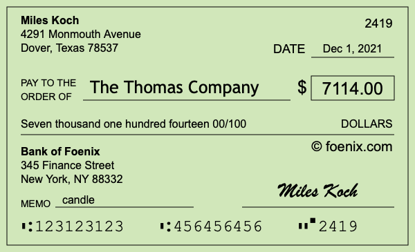 How to write a check for $7,114