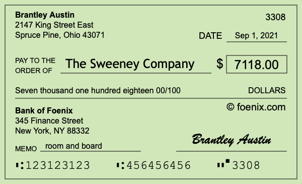 How to write a check for $7,118