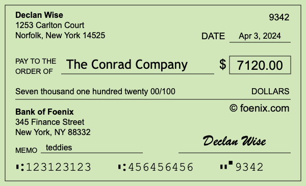 How to write a check for $7,120