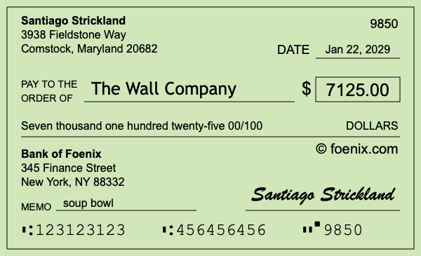 How to write a check for $7,125