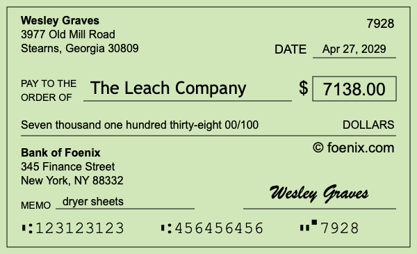 How to write a check for $7,138