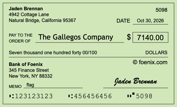 How to write a check for $7,140