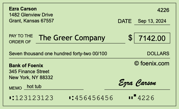 How to write a check for $7,142