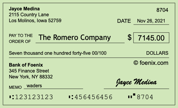 How to write a check for $7,145