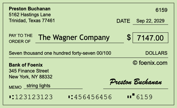 How to write a check for $7,147
